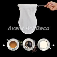 Caffè Tè Riutilizzabile Panno di cotone del Filtro Colino Per Borsa & Anello in Acciaio Inossidabile Nuovo