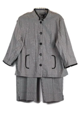 Requirements Black White Check Women's 2 Piece Blouse Pants Set 20W 003 Foto 1 de 4