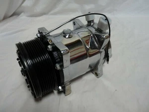 Chrome Sanden compressor 508 Serpentine belt a/c air conditioning 134a 7 RIB NEW - Picture 1 of 4