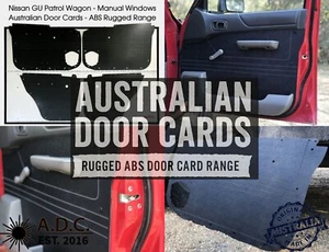 Black ABS Waterproof Door Cards Fits Nissan GU Patrol Y61 Manual Window Wagon x4 - Picture 1 of 12