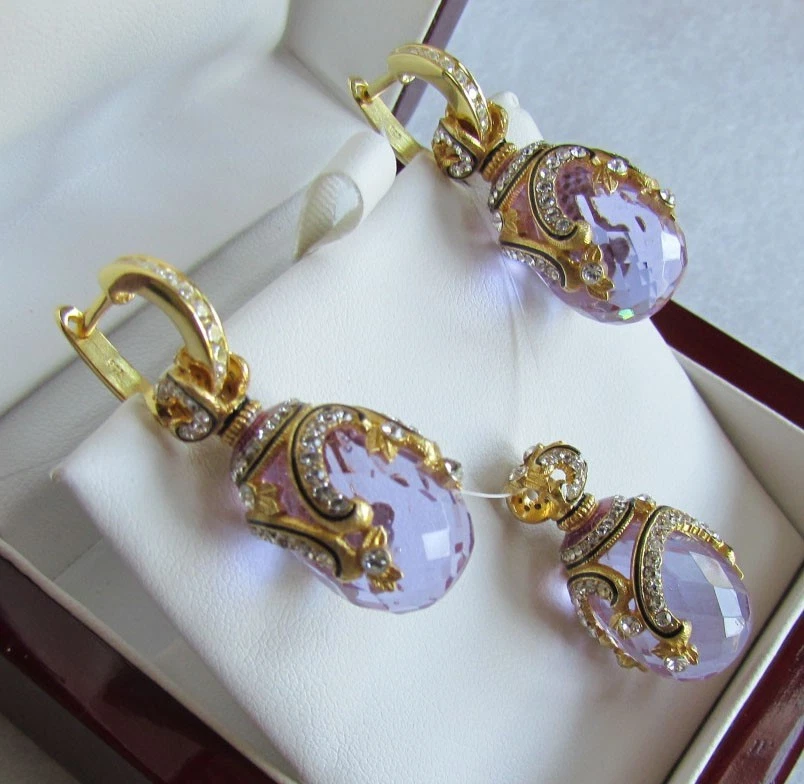 ALEXANDRITE EARRINGS & PENDANT SET HANDMADE RUSSIAN SOLID STERLING SILVER 925  - Image 1 of 4