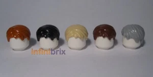 5x Lego Hair 62810 Dark Orange, Black, Tan, Reddish Brown, Light Grey Male NEW - Picture 1 of 1