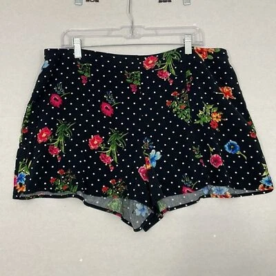 Pantalones Cortos Forever 21, Cremallera Trasera, Negro con Lunares Multicolor Floral, 1X Foto 1 de 4
