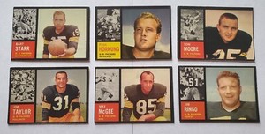 1962 Topps Green Bay Packers Team Set - Bart Starr, Paul Hornung, Jim Taylor SPs