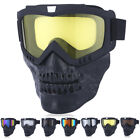 Skull Motorcycle Goggles Removable Face Mask Windproof Protective Safety Glasses