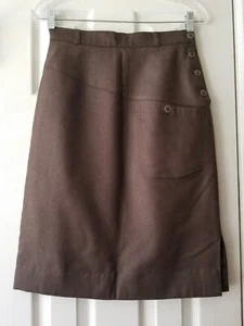 Falda de lana para mujer Claude Bert Paris talla 40 (8) marrón tweed bolsillo forrado - Imagen 1 de 7