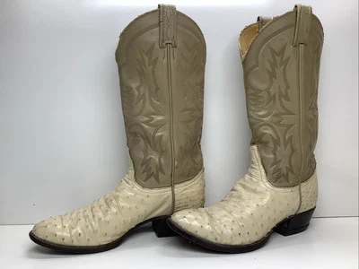BOTAS DE VAQUERO DE COLECCIÓN PARA HOMBRE TONY LAMA EL REY MARFIL PIEL DE AVESTRUZ TALLA 9 D Foto 1 de 4