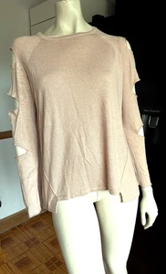 Ladies RIVER ISLAND Blush BEIGE PINK SLASH SLEEVE TRELLIS BACK Oversized Top 8 - Picture 1 of 6