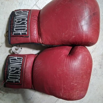 Guantes de boxeo RINGSIDE de colección raros 16 OZ  CUERO ROJO Rara vez Usado Foto 1 de 2