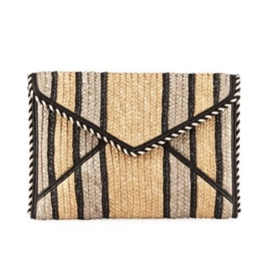 Rebecca Minkoff Women's Leo Woven Straw Envelope Clutch Purse Handbag Tropical - image 1 of 4