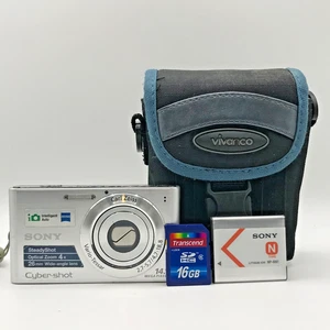 Sony Cyber-shot DSC-W320 14MP Digital Camera Silver w/ Original Battery 16 GB SD - Imagen 1 de 12