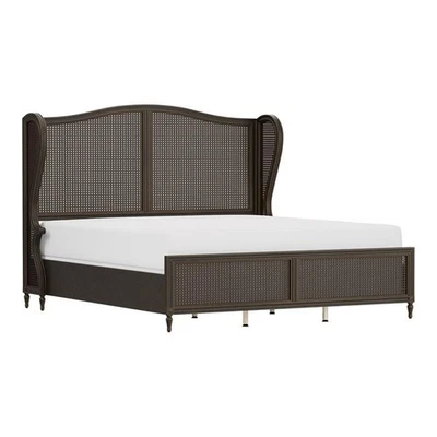 Hillsdale Sausalito Transitional Wood King Bed with Wing Back in Bronze - Image 1 of 4