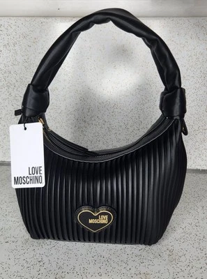 Love Moschino Borsa Pleated Rosso Black Luxury Purse Shoulder Bag New w/ Tags - Image 1 of 4
