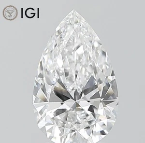 PIETRA DIAMANTATA PERA coltivata in laboratorio certificata IGI CVD taglio 1,04 Ct D colore VVS2 purezza - Foto 1 di 13