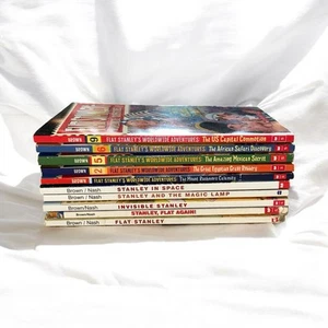 Set of 10 Flat Stanley Adventures Books Jeff Brown Worldwide Space Magic Lamp - Imagen 1 de 11