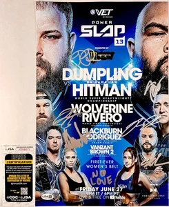 Power Slap 13 11x17 Fight Card Poster Signed by 7 Autograph Da Hawaiian JSA COA - Picture 1 of 5