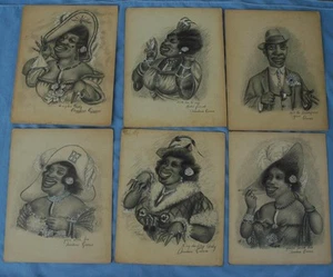 6 Original Pencil Drawings From Early Amos & Andy Show - Madam Queen & Amos - Picture 1 of 6