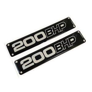 2x 200 BHP Engine Tuning Car Chrome 3D Domed Gel Decal Sticker Badge Emblems JDM - Picture 1 of 2