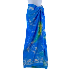 Turtles Sarong Beach Wrap Turquoise Blue Green Gold Ocean Swim Cover Up 70x44 - Picture 1 of 7