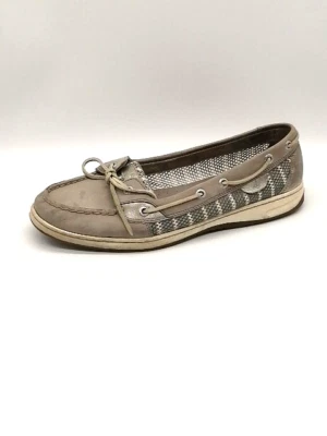 Sperry Top Sider Mocasines Mujer Gris 11 Cuero Barco Zapatos Rayas Malla STS91515 Foto 1 de 4