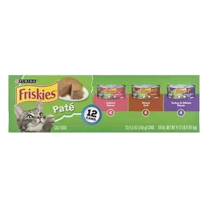 Purina Friskies Wet Cat Food Pate Variety Pack Salmon, Turkey and Grilled 12 can - Picture 1 of 4