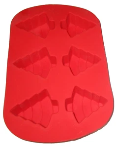 WEIHNACHTEN Silikon Backform ~ WEIHNACHTSBÄUME ~ 6 Hohlräume ~ rot - Bild 1 von 2