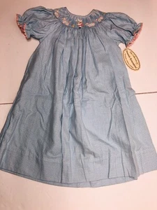 Tanja Spring Smocked Girls Dress, Angels Enbroidered, Sz6 - Picture 1 of 5