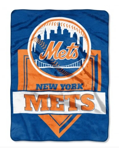 MLB New York Mets Home Plate Northwest Raschel Blanket 60x80 Cover