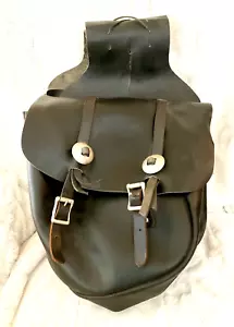 Vintage Black Leather Motorcycle Saddle Bags 13x13 - Foto 1 di 7