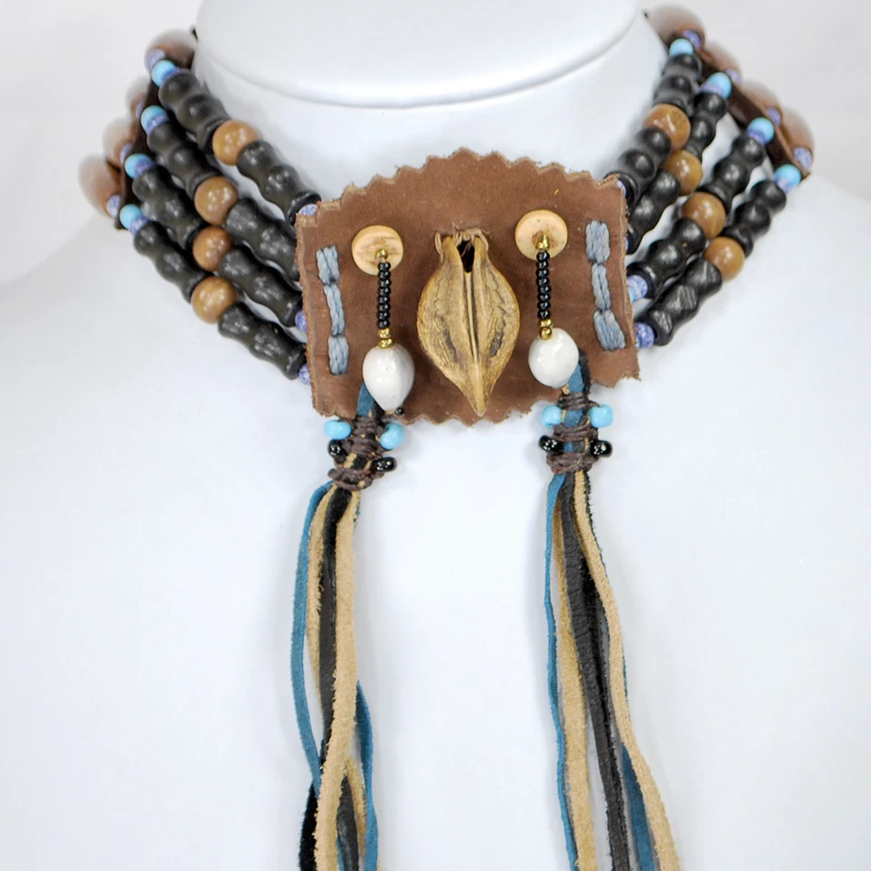 Wood & Leather Dream Catcher Necklace 16"-23" FREE SHIPPING FREE SHIPPING Foto 1 de 4