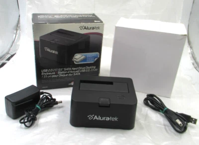 Aluratek USB 2.0  SATA Hard Drive Dock enclosure in Box with cords - Image 1 of 4