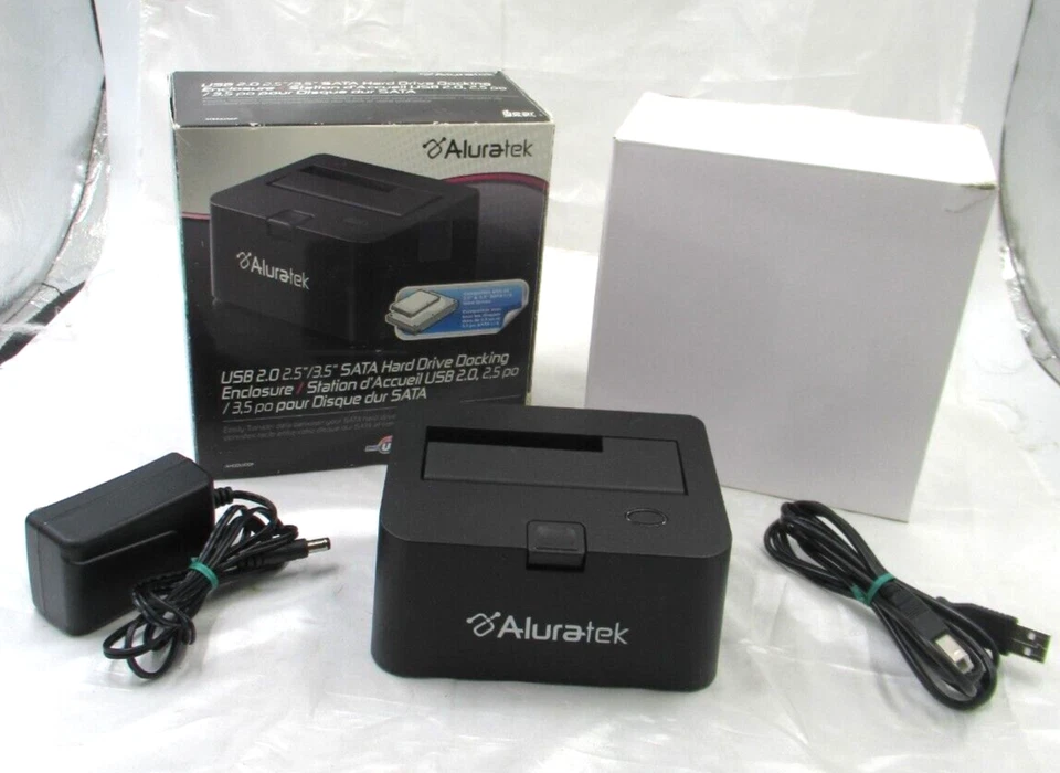 Aluratek USB 2.0  SATA Hard Drive Dock enclosure in Box with cords - Image 1 of 4