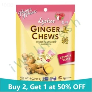 Prince of Peace Ingwer Kausnacks mit Litschi, 4 Oz, weiche Ingwer Süßigkeiten - Bild 1 von 1