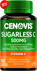 Sugarless Vitamin C 500mg,100Tab, Supports Immunity Collagen -Non returnable - Picture 1 of 12