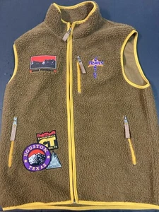 Rare Travis Scott Cactus Trails Sherpa Vest Full Zip Brown/yellow/Patches Size L - Picture 1 of 9