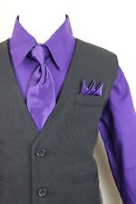 boys vest set solid Purple plum 4 piece suit Spring Easter wedding all size