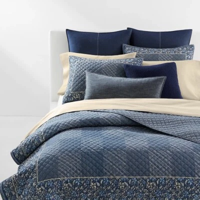 Edredón Ralph Lauren Penwood Indigo Multi Patchwork King $260 solo edredón Foto 1 de 4