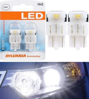 Sylvania Premium LED Light 7443 White 6000K Two Bulbs Brake Stop Tail Replace OE - Image 1 of 4