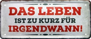 ''Das Leben ist zu kurz für irgendwann (grau)'' 28x12cm Blechschild - Bild 1 von 4