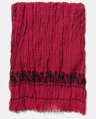 NWT Authentic COACH Bandit Print Cotton Oblong Scarf in Red F85679 $95  - Image 1 of 4