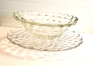 Indiana Glass Whitehall 10" Footed Bowl & Fostoria American 12" Platter Cube - Picture 1 of 14