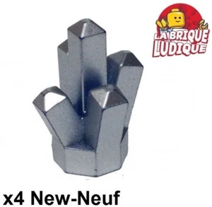 LEGO 4x Rock Roccia Cristallo Pietra Cristallo Argento Metallico Argento 52 New - Imagen 1 de 1