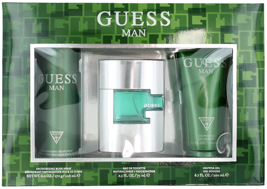Man By Guess для мужчин комплект: EDT3.4 + тела спрей 6.0 + гель для душа 6,7 новый - Изображение 1 из 1