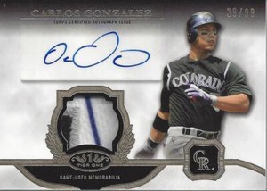 2013 Topps Tier One Autograph Relics #CG Carlos Gonzalez EXCH Auto /99 - NM-MT