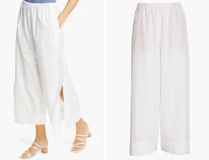 NEW WITH TAGS Vince Culottes Pants XS White Crop High Rise Side Slit Cotton - Picture 1 of 7