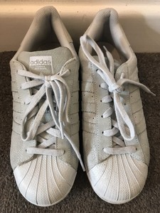 adidas superstar grey suede metallic