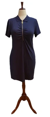 NWT Michael Kors Polo T-Shirt Dress Women Size XL True Navy Cotton Short Sleeve - Image 1 of 4