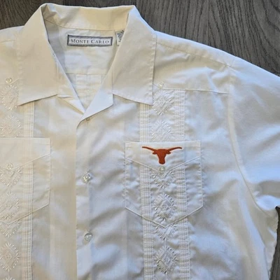 Винтажная футболка Monte Carlo Guayabera Texas Longhorns вышитая нашивка мужская размер L - Изображение 1 из 4