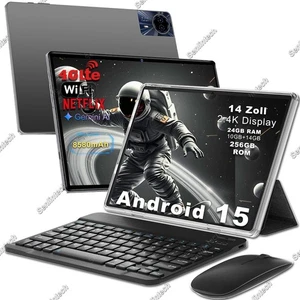 Tablet 14Zoll Android 15 24GB/22GB+256GB 5G WiFi 4G LTE 2SIM Netflix Tablets GPS - Bild 1 von 20