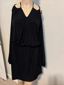 MICHAEL KORS Women’s Size Small Dress Long Sleeve Cold Shoulder Stretch Black - Picture 1 of 7